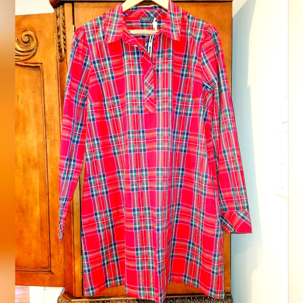 NTW-❤️-Vineyard Vines-Tartan Red Shirt Dress